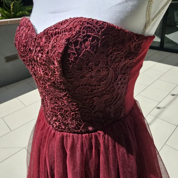 🆑️ SPEECHLESS Fit Flare Dress | Strapless Tube Floral Lace Sweetheart M - Picture 5 of 17